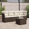 vidaXL Garden Sofa Set Brown Poly Rattan, Steel, Tempered Glass, Polyester