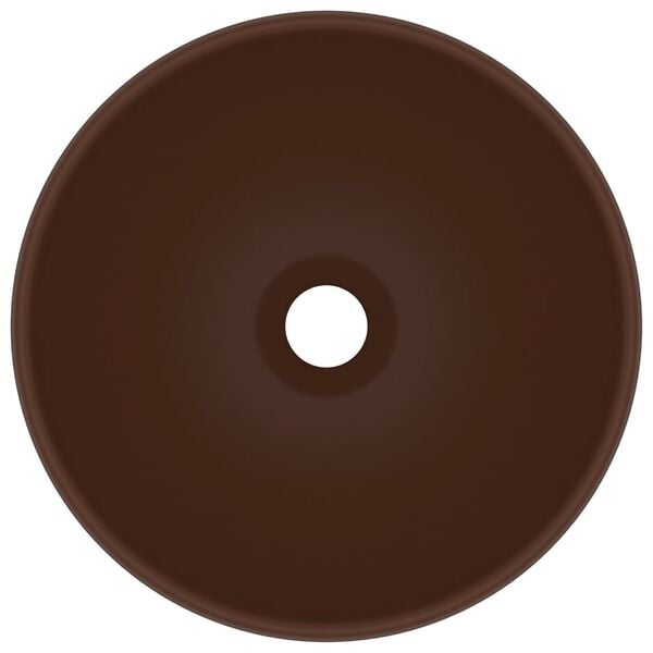 vidaXL Luxury Bathroom Basin Round Matt Dark Brown 12.8x5.5" Ceramic