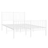 vidaXL Bed Frame White Powder-Coated Steel Small Double Bed Frame