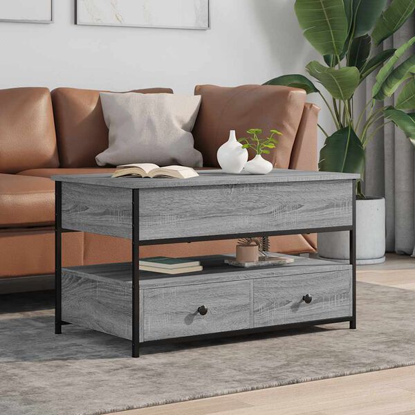 vidaXL Coffee Table Gray Sonoma 33.5"x19.7"x19.7" Engineered Wood and Metal