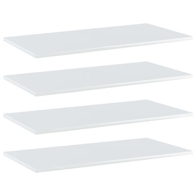 vidaXL Bookshelf Boards 4 pcs High Gloss White 31.5"x15.7"x0.6" Engineered Wood