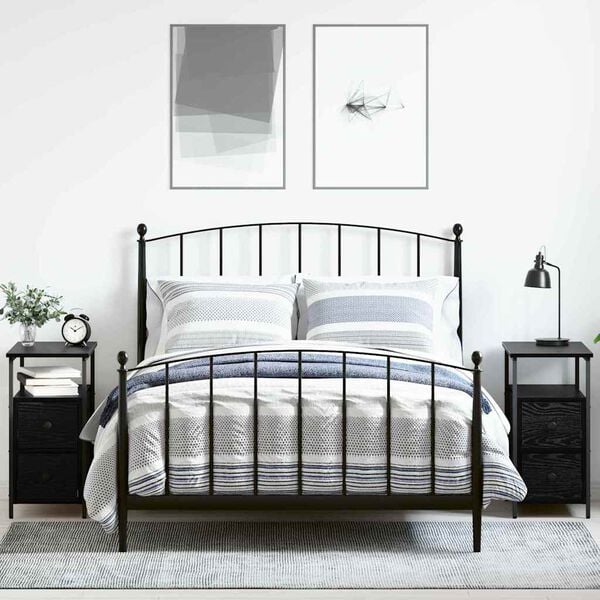 vidaXL Bedside Cabinet 2 pcs Black oak 30 x 60 x 60 cm Engineered wood