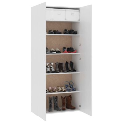vidaXL Shoe Cabinet White 31.5"x14"x70.9" Chipboard
