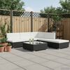 vidaXL Poly Rattan Sofa Set Black rattan, Cream white cushion