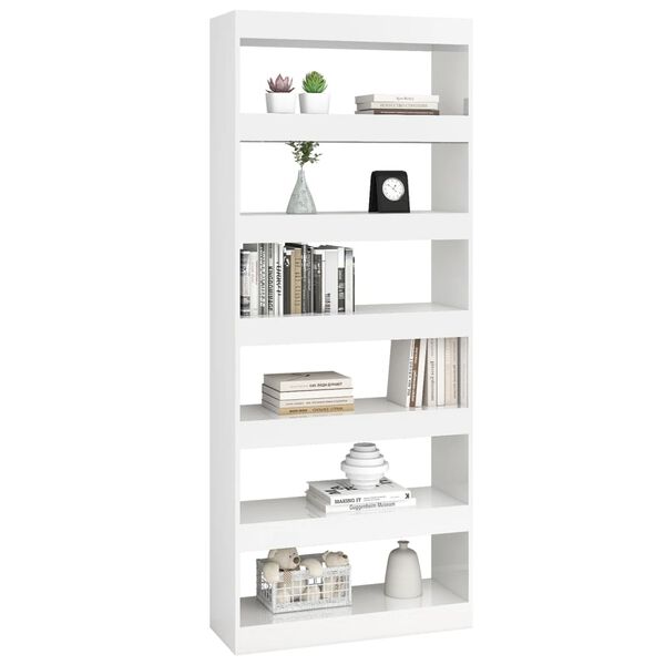 vidaXL Book Cabinet High gloss white Engineered wood Tall Book Cabinet