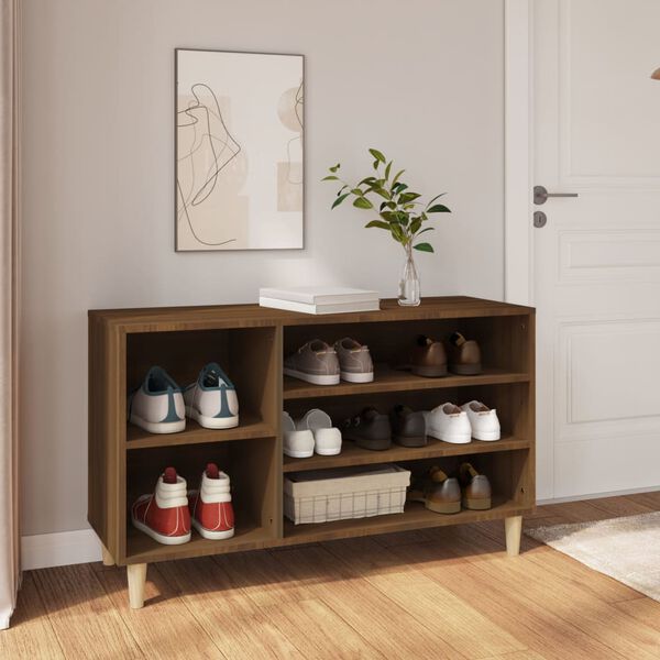 vidaXL Shoe Cabinet Brown Oak Engineered wood, solid eucalyptus wood