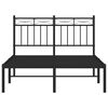 vidaXL Bed Frame Black Powder-Coated Steel Small Double Bed Frame