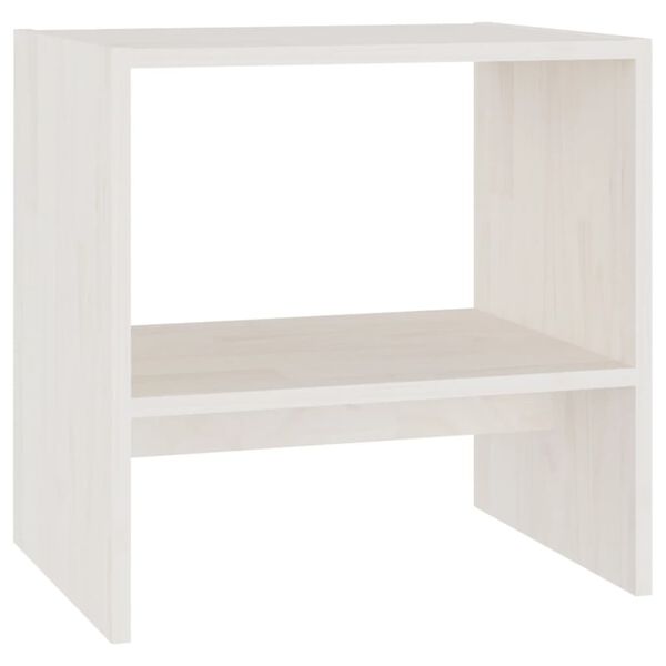 vidaXL Bedside Cabinet White Solid Pinewood Bedside Cabinet Rectangular