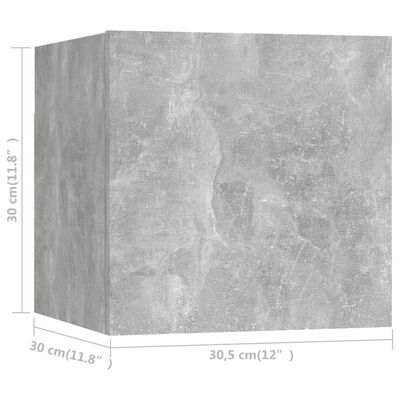 vidaXL Wall Mounted TV Cabinets 4 pcs Concrete Gray 12"x11.8"x11.8"