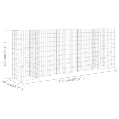 vidaXL H-Shaped Gabion Planter Steel Wire 102.4"x15.7"x39.4"