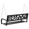 vidaXL Garden Swing Bench Black Steel and Plastic Medium