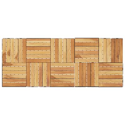 vidaXL Decking Tiles 10 pcs 11.8"x11.8" Solid Wood Teak Vertical Pattern