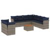 vidaXL 10 Piece Patio Sofa Set with Cushions Gray Poly Rattan