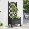 vidaXL Planter Black Solid fir wood, Iron Medium Portable Planter