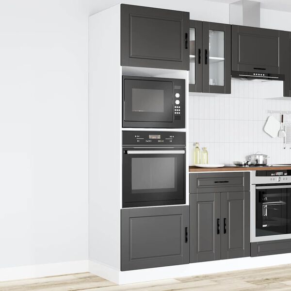 vidaXL Oven Cabinet Set of 2 Black Engineered wood Compact