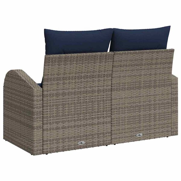 vidaXL Garden Sofa Gray 124 x 62 x 85 cm poly rattan