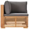 vidaXL Patio Corner Sofa with Gray Cushion Solid Teak Wood