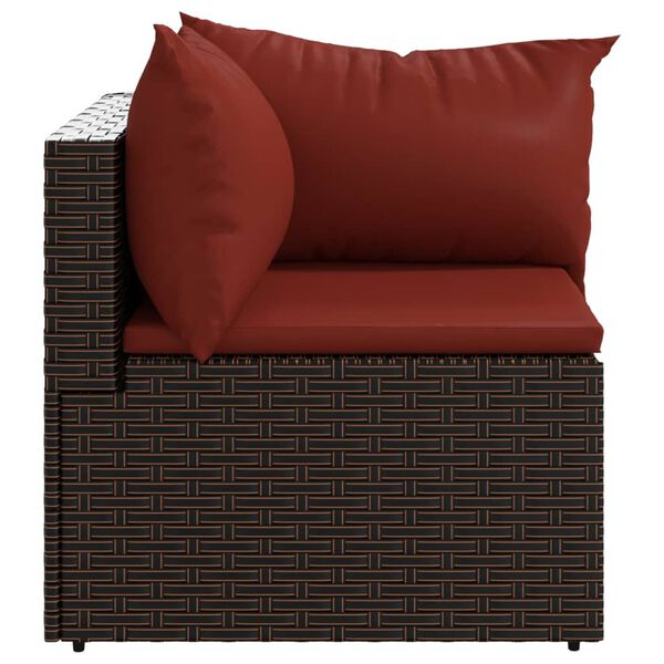 vidaXL Patio Corner Sofa Brown PE rattan 24.8" x 24.8" x 22.6