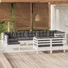 vidaXL Garden Lounge Set White Solid pine wood, Polyester fabric Medium