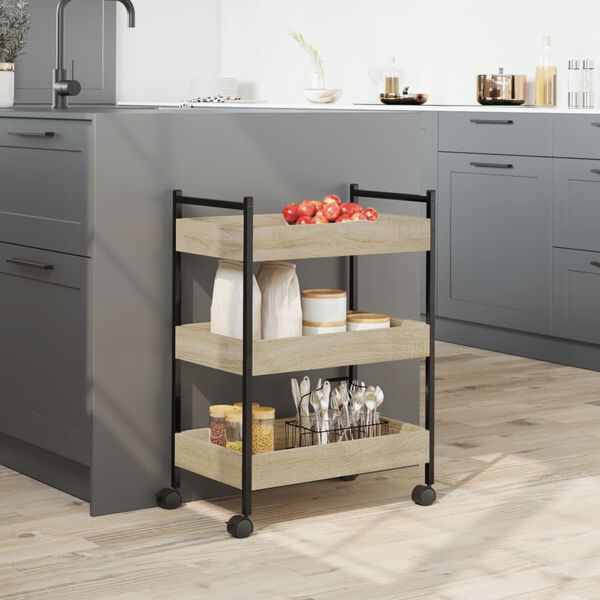 vidaXL Kitchen Trolley Sonoma Oak 19.7"x11.8"x27.6" Engineered Wood
