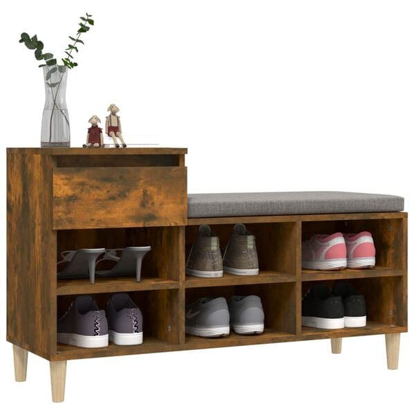 vidaXL Shoe Cabinet Smoked Oak Engineered wood Medium