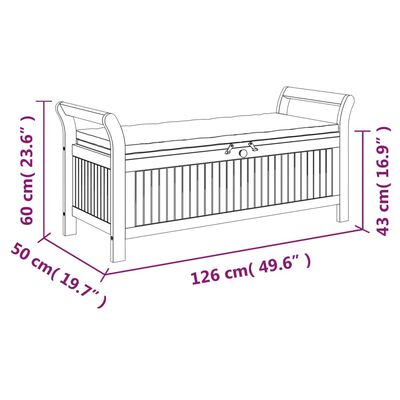 vidaXL Patio Storage Bench with Cushion 49.6" Solid Wood Acacia