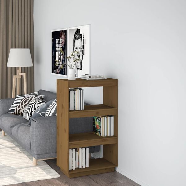 vidaXL Book Cabinet Honey brown Solid pinewood Medium Book Cabinet