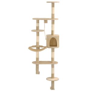 vidaXL Cat Tree Beige Particle board, Plush, Sisal rope Large