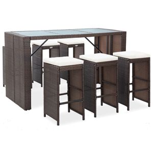 vidaXL Garden Bar Set Brown, Cream White