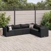 vidaXL Patio Lounge Set Black PE rattan, powder-coated steel