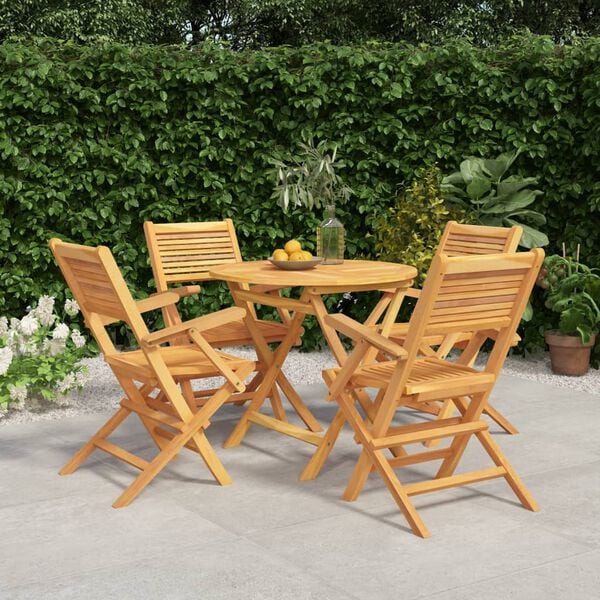 vidaXL Garden Dining Set Teak Solid Teak Wood Medium Foldable