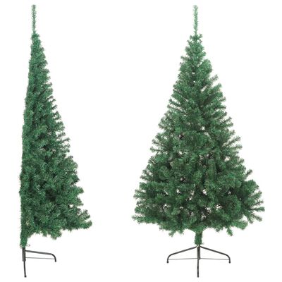 vidaXL Artificial Half Christmas Tree with Stand Green 6 ft PVC