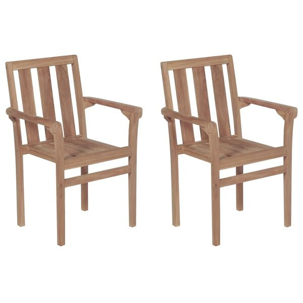 vidaXL Wooden Garden Chair Set of 2 Natural wood Solid teak Medium
