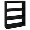 vidaXL Book Cabinet Black Solid Pine Wood Medium Book Cabinet