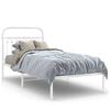 vidaXL Bed Frame White Steel Twin Bed Frame Rectangular Traditional