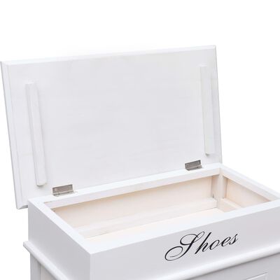 vidaXL Shoe Cabinet White 19.7"x11"x38.6" Paulownia Wood