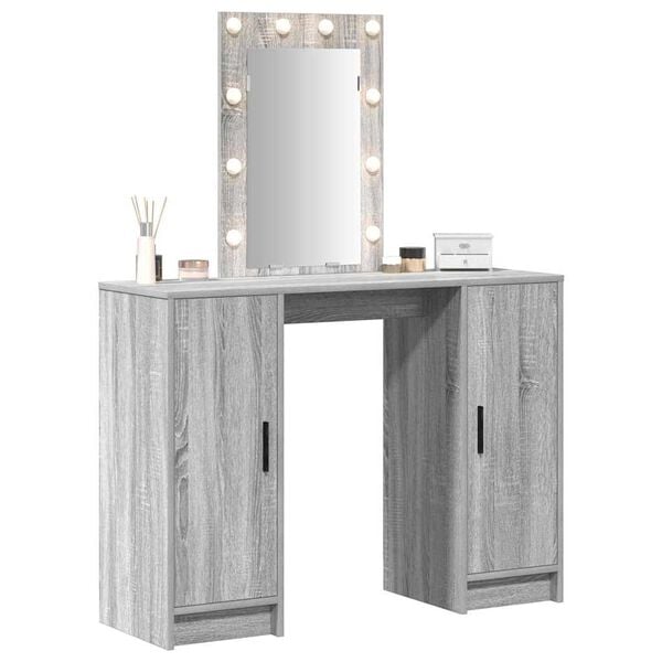 vidaXL Dressing Table Grey 40.16 x 12.99 x 53.15 in Engineered Wood