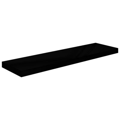 323776 vidaXL Floating Wall Shelves 2 pcs High Gloss Black 90x23,5x3,8 cm MDF
