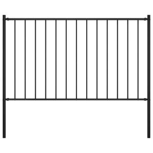 vidaXL Fence Panel with Posts Powder-coated Steel 5.9 ft x 3.3 ft Black