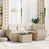vidaXL 5 Piece Patio Sofa Set with Cushions Beige Poly Rattan