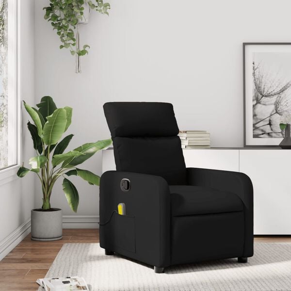 vidaXL Massage Recliner Chair Black Faux leather Single