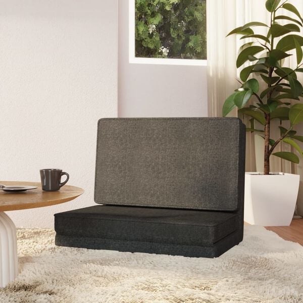 vidaXL Floor Chair Dark Grey Polyester, Metal, Foam Compact Foldable