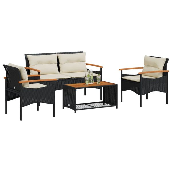 vidaXL Garden Sofa Set Black