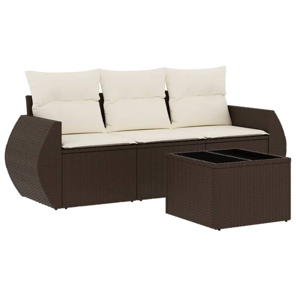 vidaXL Garden Sofa Set Brown PE rattan Medium Adjustable Feet