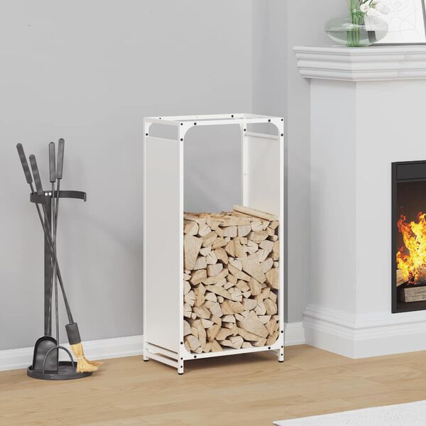 vidaXL Firewood Rack White 17.3x11.0x35.4" Cold-rolled steel