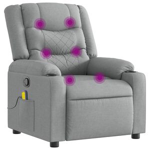 vidaXL Massage Recliner Chair Light grey 100% polyester fabric Single
