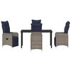 vidaXL Table and Chair Set with Cushion 5 pcs Grey PE Rattan