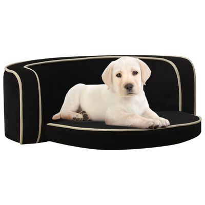 vidaXL Foldable Dog Sofa Black 28.7"x26.4"x10.2" Plush Washable Cushion