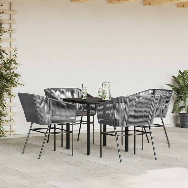 vidaXL Garden Dining Set Grey, Black, Light Grey