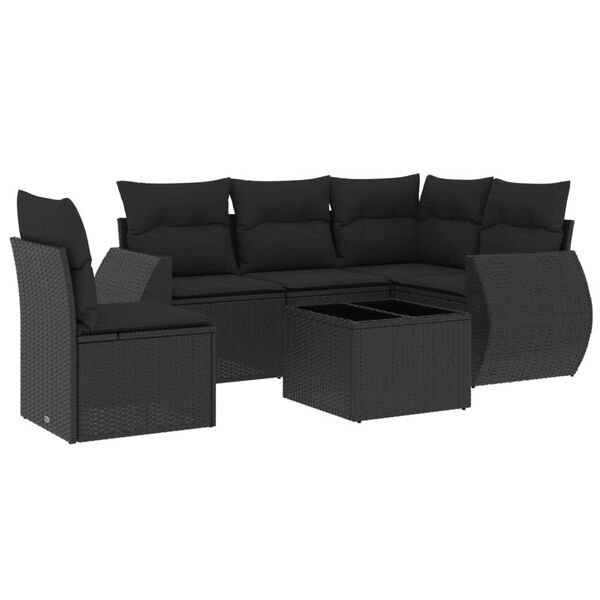 vidaXL Garden Sofa Set Black PE Rattan Modular Garden Sofa Set
